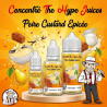 Concentré Poire Épicée The Hype Juices en flacons 10 ml, 30 ml et 120 ml avec la mascotte THJ
