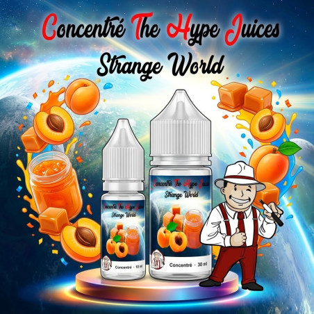 Concentré Strange World The Hype Juices en flacons 10 ml et 30 ml avec la mascotte THJ
