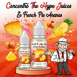 Concentré Ze French Pie Ananas The Hype Juices en flacons 10 ml et 30 ml avec la mascotte THJ