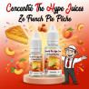 Concentré Ze French Pie Pêche The Hype Juices en flacons 10 ml et 30 ml avec la mascotte THJ