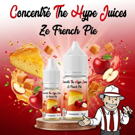 Concentré Ze French Pie Pomme The Hype Juices en flacons 10 ml et 30 ml avec la mascotte THJ