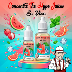 Concentré Ze Vice The Hype Juices en flacons 10 ml et 30 ml avec la mascotte THJ