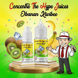 Concentré Obanan Kiwibee The Hype Juices en flacons 10 ml et 30 ml avec la mascotte THJ