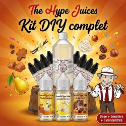 Kit DIY complet THJ : base nicotinée, boosters et 3 concentrés Poire Épicée, Ze Custard Crémeuse, Ze Hooch