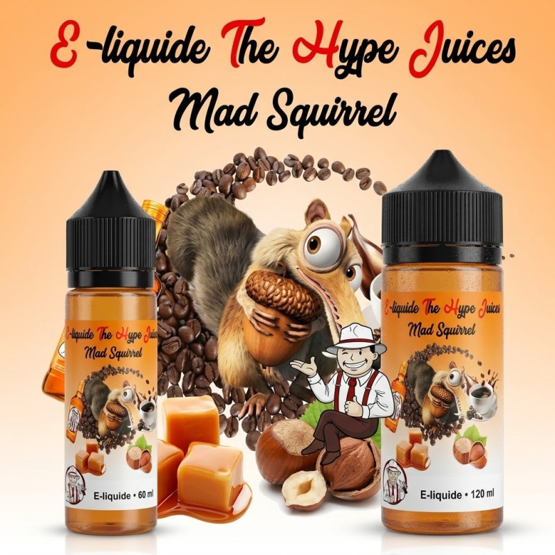E-liquide Mad Squirrel The Hype Juices en bouteilles 60 ml, 120 ml avec la mascotte THJ
