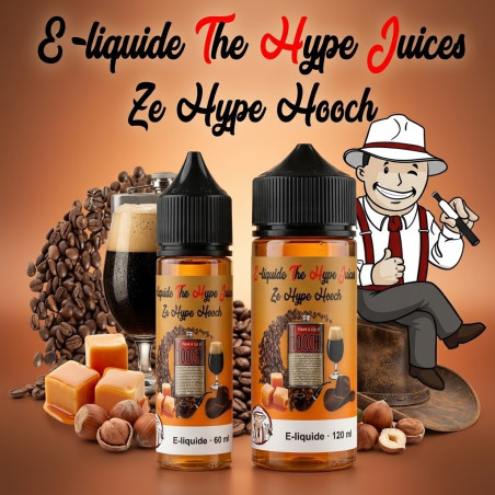 E-liquide Ze Hype Hooch The Hype Juices en bouteilles 60 ml, 120 ml avec la mascotte THJ