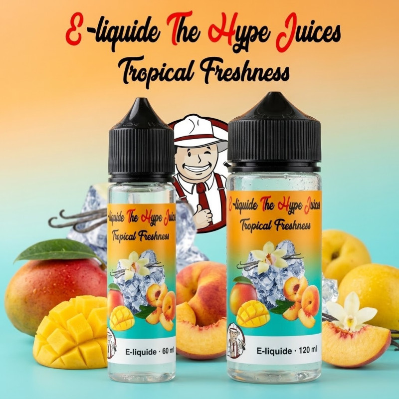E-liquide Tropical Freshness The Hype Juices en bouteilles 60 ml, 120 ml avec la mascotte THJ