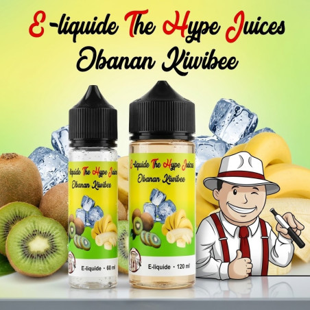 E-liquide Obanan Kiwibee The Hype Juices en bouteilles 60 ml, 120 ml avec la mascotte THJ
