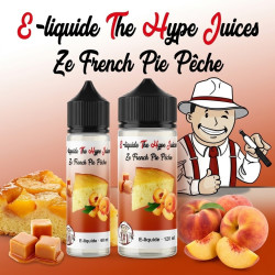 E-liquide Ze French Pie Pêche The Hype Juices en bouteilles 60 ml, 120 ml avec la mascotte THJ