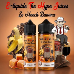 E-liquide Ze Hooch Banana The Hype Juices en bouteilles 60 ml, 120 ml avec la mascotte THJ
