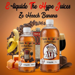 E-liquide Ze Hooch Banana The Hype Juices en bouteilles 500 ml, 1 L avec la mascotte THJ
