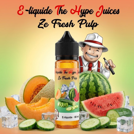 E-liquide Ze Fresh Pulp The Hype Juices en bouteilles 60 ml avec la mascotte THJ