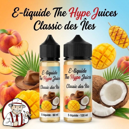 E-liquide Classic des Îles The Hype Juices en bouteilles 60 ml, 120 ml avec la mascotte THJ
