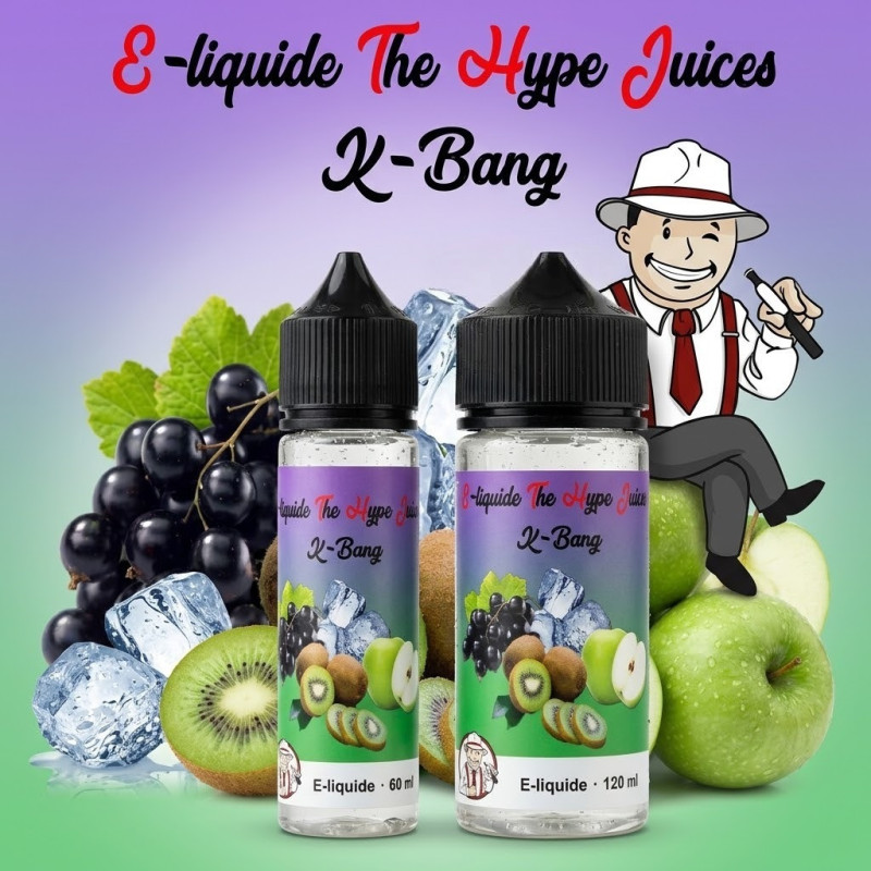 E-liquide K-Bang The Hype Juices en bouteilles 60 ml, 120 ml avec la mascotte THJ