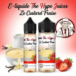E-liquide Ze Custard Fraise The Hype Juices en bouteilles 60 ml, 120 ml avec la mascotte THJ