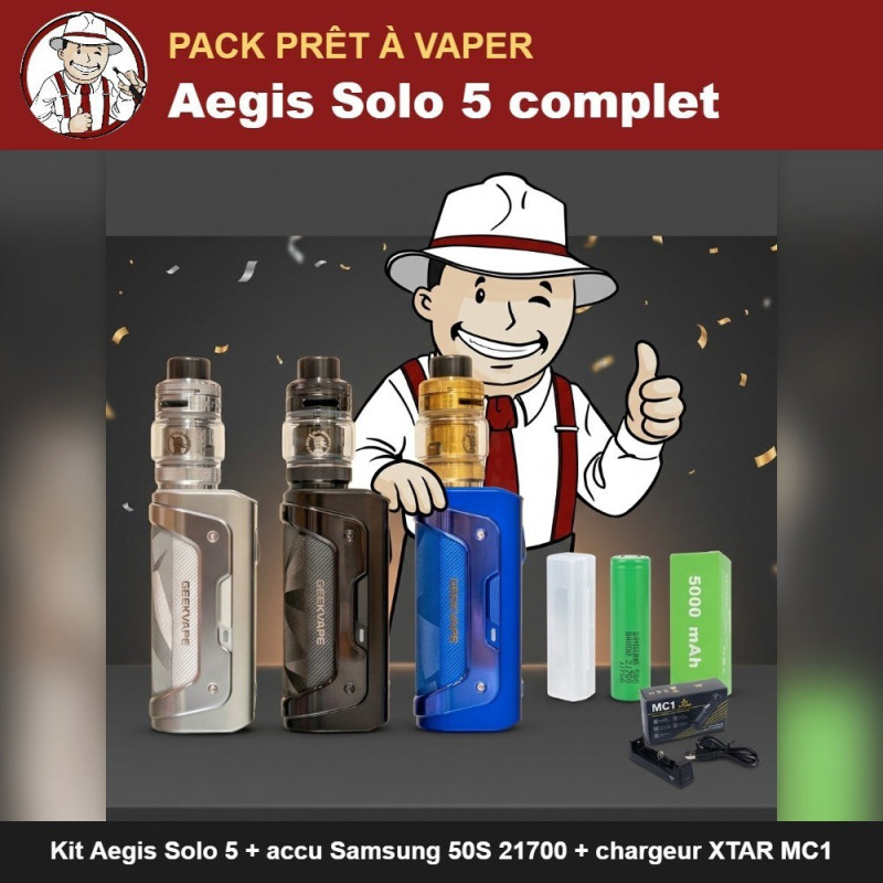 Pack Aegis Solo 5 prêt à vaper avec la mascotte The Hype Juices