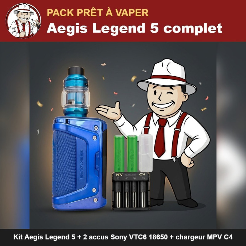Pack Aegis Legend 5 prêt à vaper avec la mascotte The Hype Juices