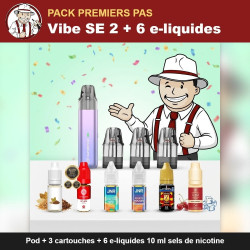 Pack Premiers pas Vibe SE 2 - kit pod + cartouches + 6 e-liquides
