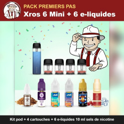 Pack Premiers pas Xros 6 Mini - kit pod + cartouches + 6 e-liquides