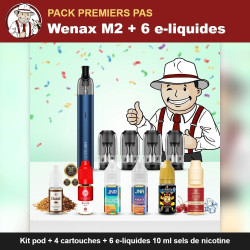 Pack Premiers pas Wenax M2 - kit pod + cartouches + 6 e-liquides