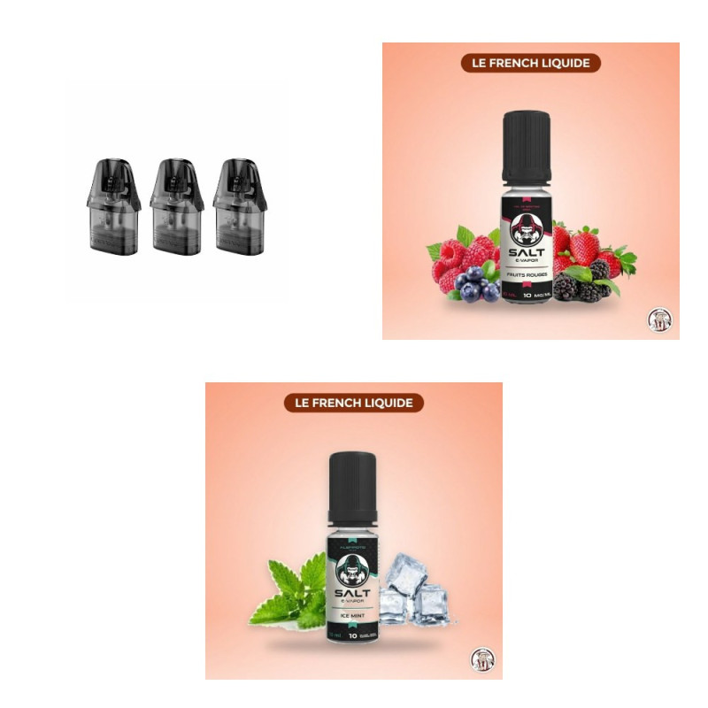 Pack entretien Ursa Nano : cartouches Ursa Nano V3 0,8 ohm et deux sels de nicotine Le French Liquide 20 mg