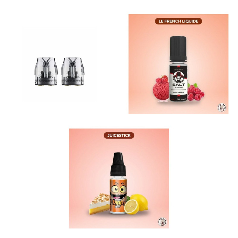 Pack entretien Vmate : cartouches Voopoo Vmate V3 0,7 ohm et deux sels de nicotine 10 mg