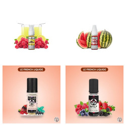 Pack découverte de quatre sels de nicotine fruités 20 mg en 10 ml Elfliq et Le French Liquide