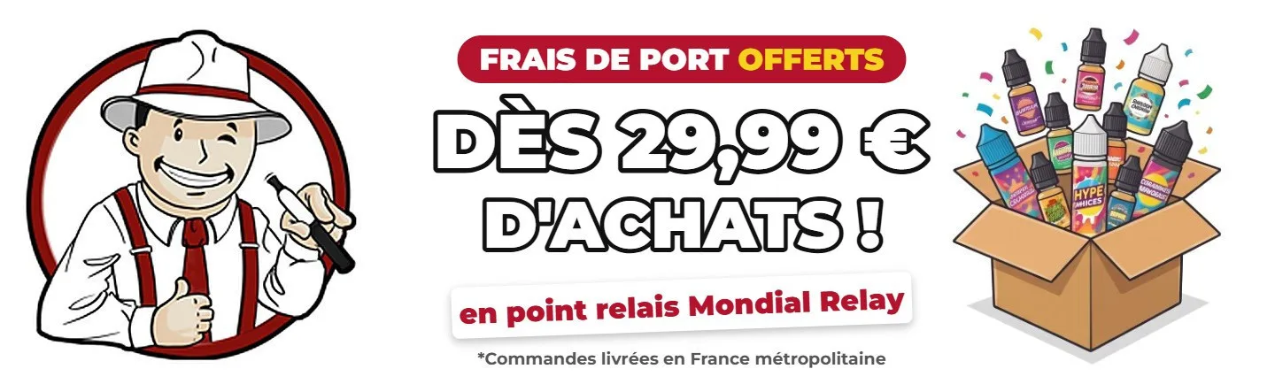 Frais de port offerts dès 29,99 € d'achat en point relais - The Hype Juices